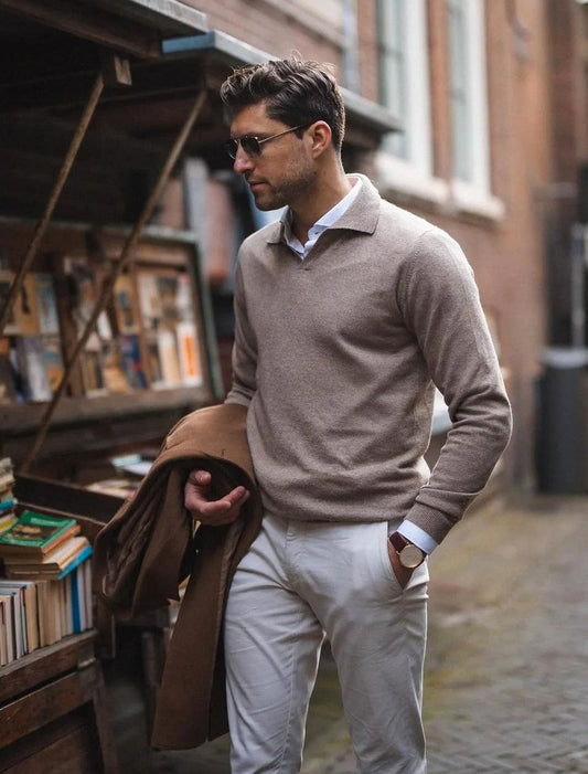 Zahir Polo | Herenpolo met lange mouwen en V-hals