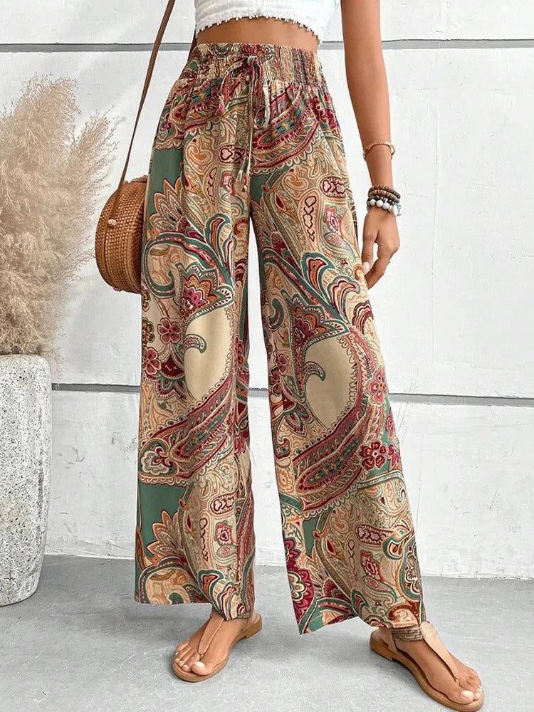 Broek met digitale print en hoge taille