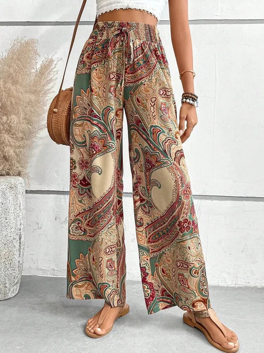 Broek met digitale print en hoge taille