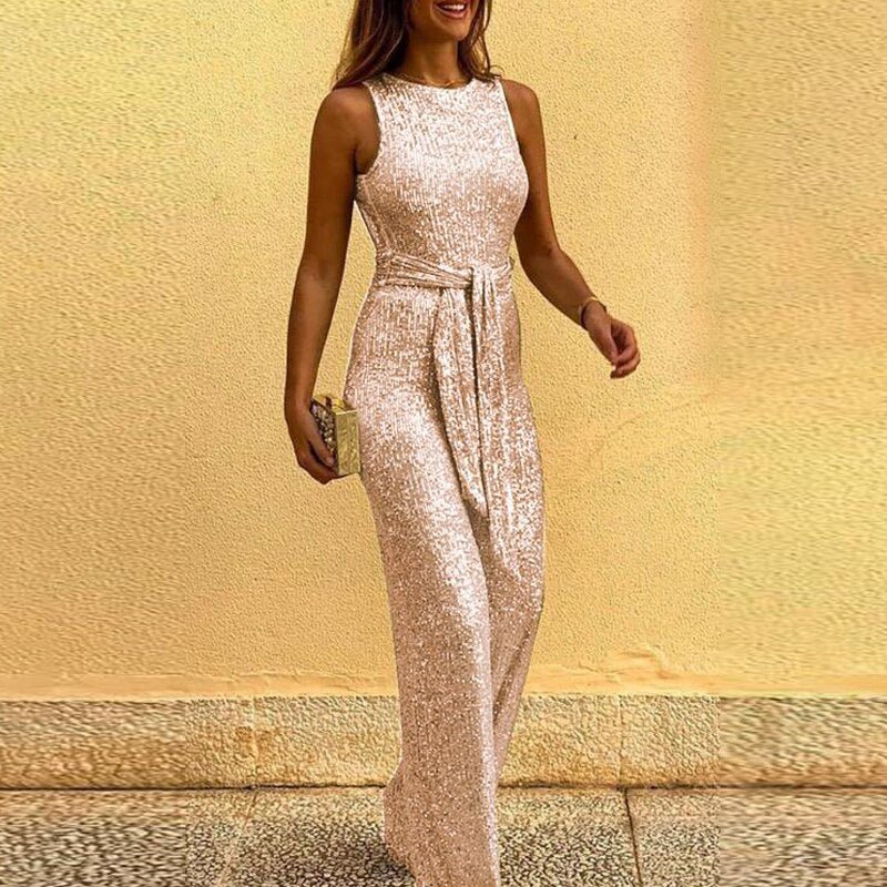 Chloé - Effen jumpsuit met pailletten